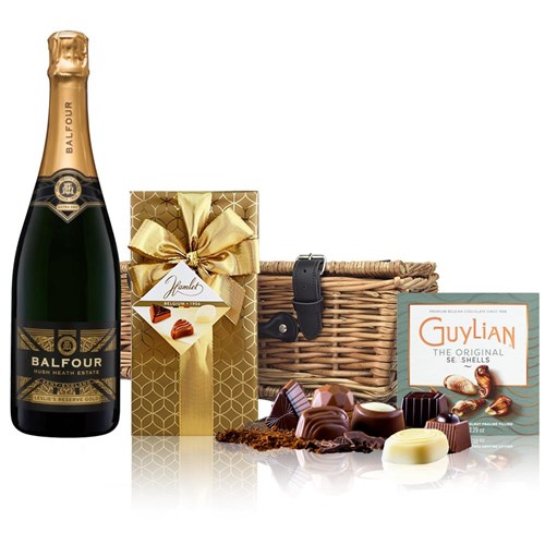 Balfour Leslies Reserve Gold English Sparkling 75cl And Chocolates Hamper